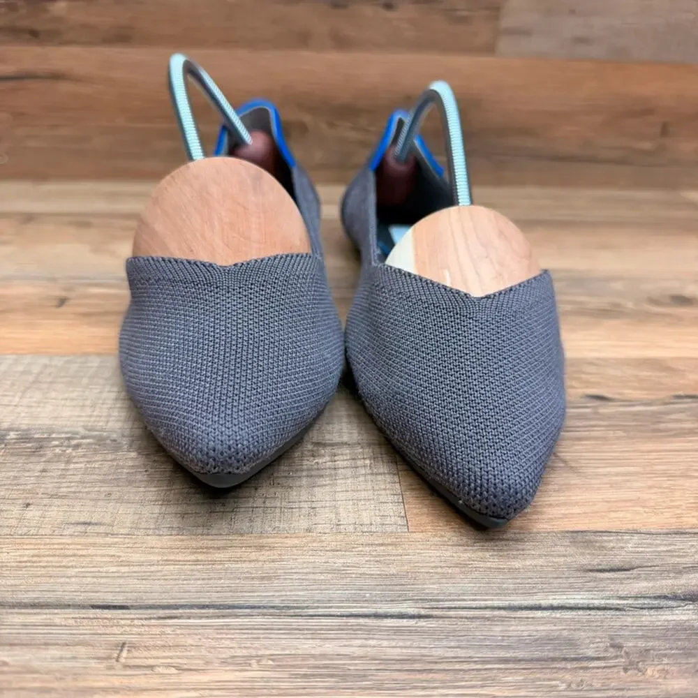 Women’s Pointed Knit Ballet Flats - Dark Gray